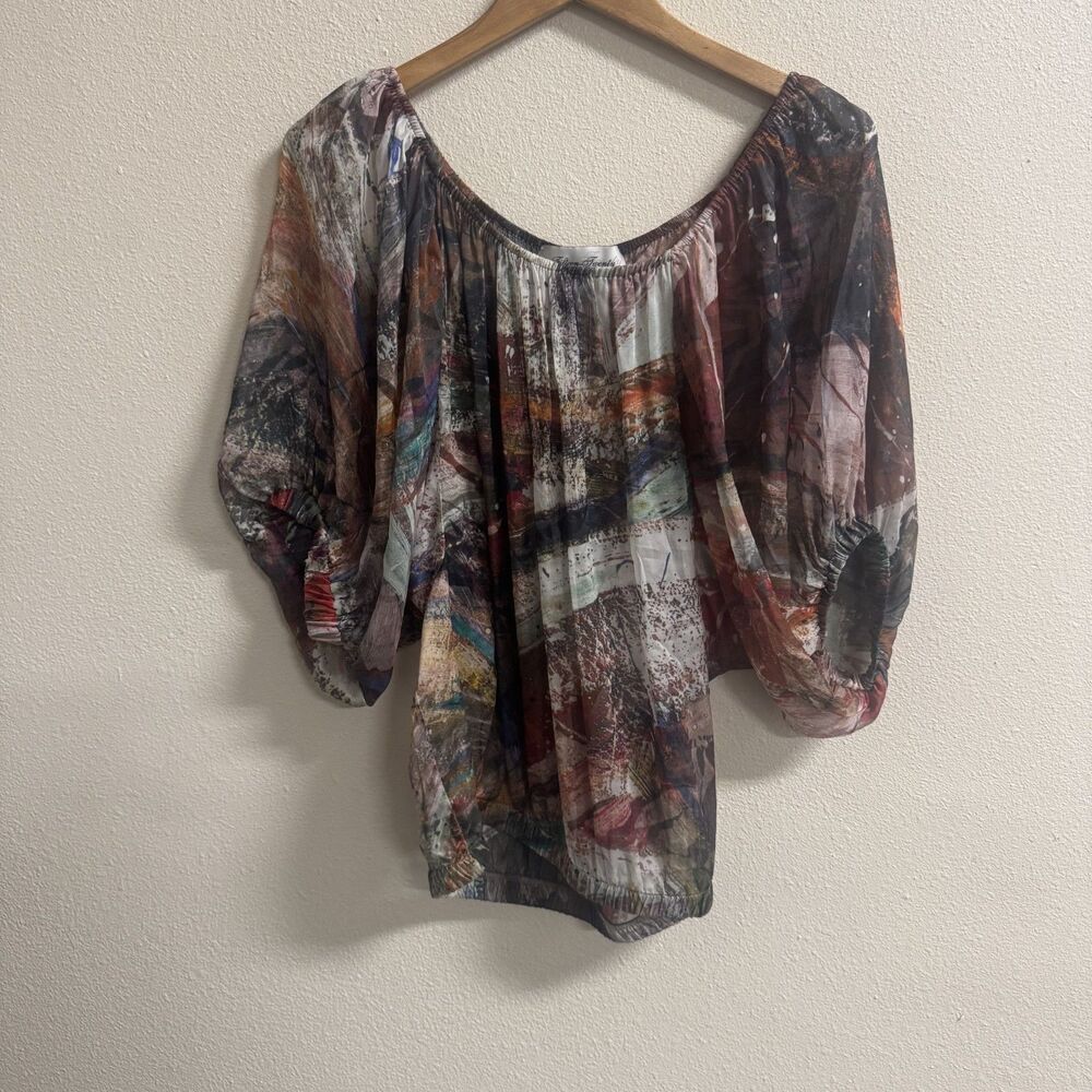 Fifteen-Twenty Abstract Print Sheer Blouse Size L.